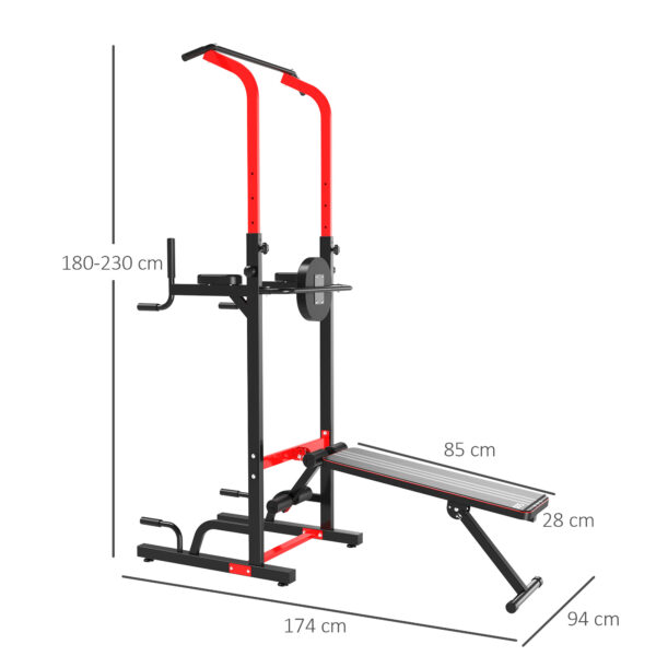 Stazione da Fitness Pieghevole con Altezza Regolabile 180-230cm con Barra