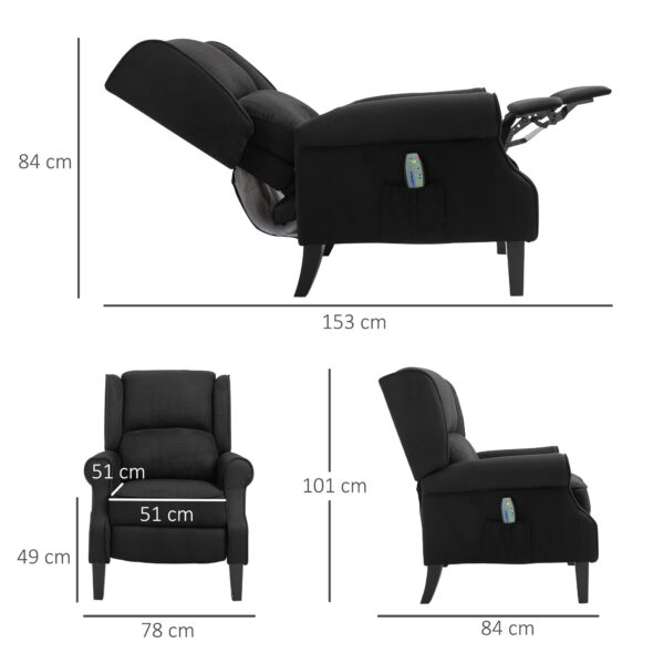 Poltrona Massaggiante Relax Reclinabile Funzione Riscaldante Telecomando 78 × 84 × 101cm Nero