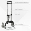 Carrello Portapacchi Pieghevole in Alluminio con 6 Ruote per Scale Carico 70kg