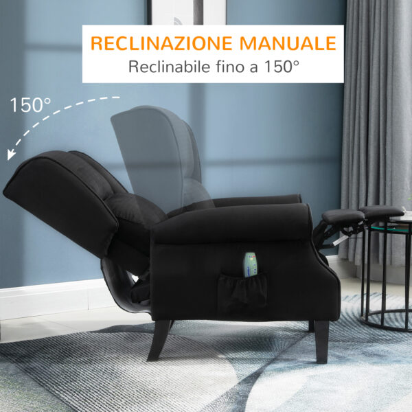 Poltrona Massaggiante Relax Reclinabile Funzione Riscaldante Telecomando 78 × 84 × 101cm Nero