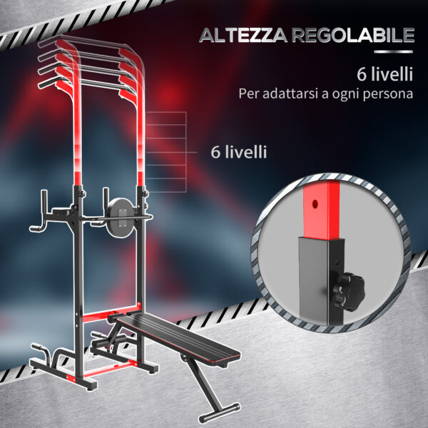 Stazione da Fitness Pieghevole con Altezza Regolabile 180-230cm con Barra