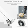 Carrello Portapacchi Pieghevole in Alluminio con 6 Ruote per Scale Carico 70kg