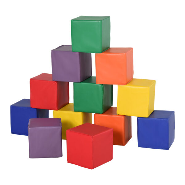 Set 12 Cubi Morbidi Gioco per Bambini Educativo da 2 Anni in Su, 20x20x20cm, Multicolore