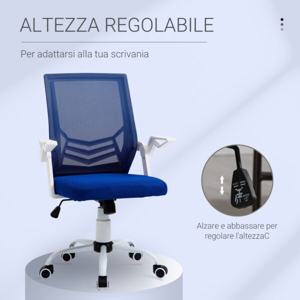 Sedia da Ufficio Ergonomica con Braccioli e Supporto Lombare Altezza Regolabile in Tessuto - Blu