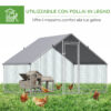 Pollaio da Giardino con Telaio Zincato, Copertura Impermeabile e Rete Esagonale, 3x2x2m, Argento