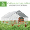 Pollaio da Giardino con Telaio Zincato, Copertura Impermeabile e Rete Esagonale, 3x4x2m, Argento