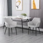 Set 2 Sedie per Soggiorno Nordiche con Schienale e Braccioli Ricurvi e Seduta Imbottita, 54x57x80 cm, Grigio