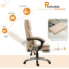 Poltrona Massaggiante da Ufficio, Altezza Regolabile e Reclinabile in Similpelle, 67x69x106.5-114.5cm Beige