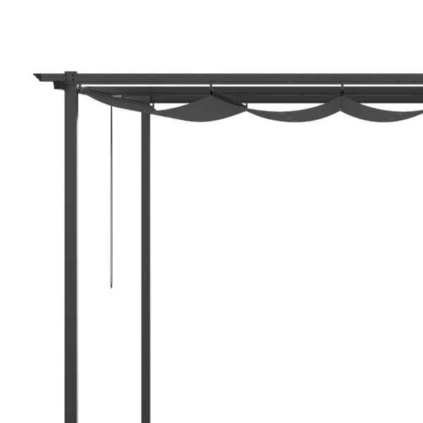 Gazebo Pergola in Acciaio e Poliestere con Tettuccio Protettivo Scorrevole, 390x290x220 cm