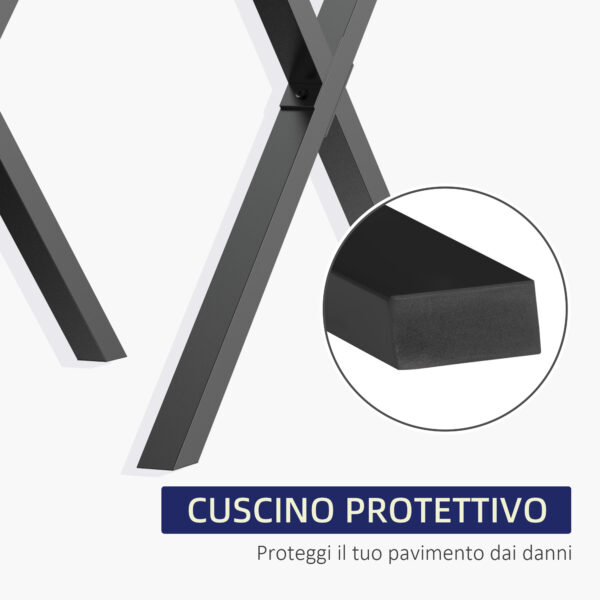 Set 2 Pezzi Gambe Tavolo in Acciaio a X con 16 Viti Incluse, Gambe preforate con 4 Fori, 80x4x72cm, Nero