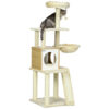 Albero Casetta per Gatti con Tiragraffi, Posatoio e Paletto, 48.5x48.5x141.5 cm, Beige