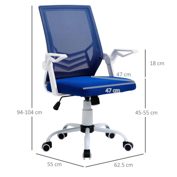 Sedia da Ufficio Ergonomica con Braccioli e Supporto Lombare Altezza Regolabile in Tessuto - Blu