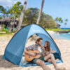 Tenda da Spiaggia per 2-3 Persone in Poliestere, PE e Acciaio con Tasche Portaoggetti, 150x115x110 cm