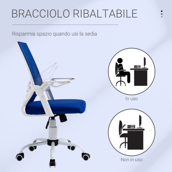 Sedia da Ufficio Ergonomica con Braccioli e Supporto Lombare Altezza Regolabile in Tessuto - Blu