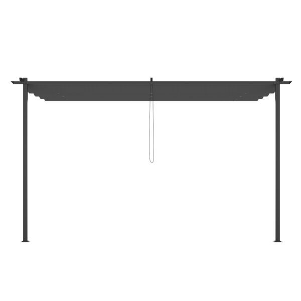 Gazebo Pergola in Acciaio e Poliestere con Tettuccio Protettivo Scorrevole, 390x290x220 cm