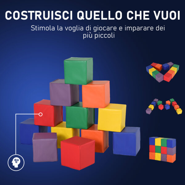 Set 12 Cubi Morbidi Gioco per Bambini Educativo da 2 Anni in Su, 20x20x20cm, Multicolore