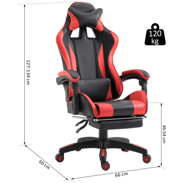 Sedia da Gaming o da Ufficio Ergonomica in Similpelle Nera e Rossa