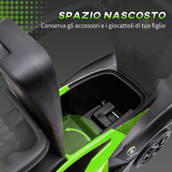 Macchina per Bambini 2 in 1 Marchio Lamborghini, Macchinina a Spinta con Maniglione e Barriera di Sicurezza, Volante e Clacson, Verde