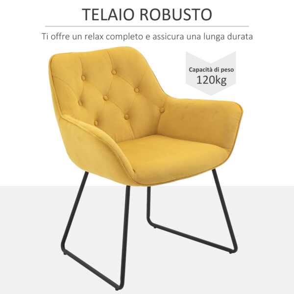 Poltroncina Imbottita con Rivestimento Effetto Velluto e Base a Slitta Giallo