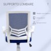 Sedia da Ufficio Ergonomica con Braccioli e Supporto Lombare Altezza Regolabile in Tessuto - Blu