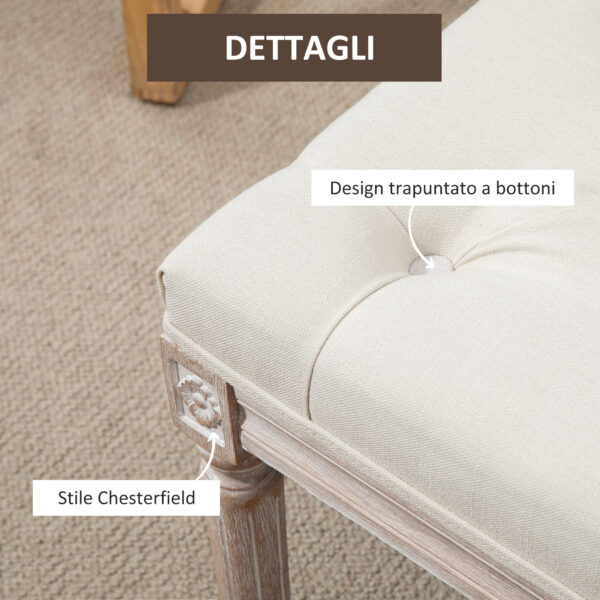 Panca Fondo Letto con Gambe in Legno Ottomana per Camera da Letto e Ingresso - Beige