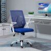 Sedia da Ufficio Ergonomica con Braccioli e Supporto Lombare Altezza Regolabile in Tessuto - Blu