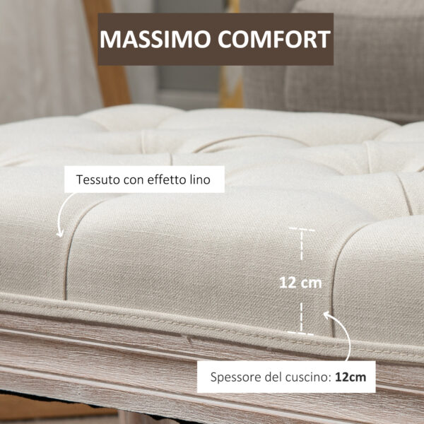 Panca Fondo Letto con Gambe in Legno Ottomana per Camera da Letto e Ingresso - Beige