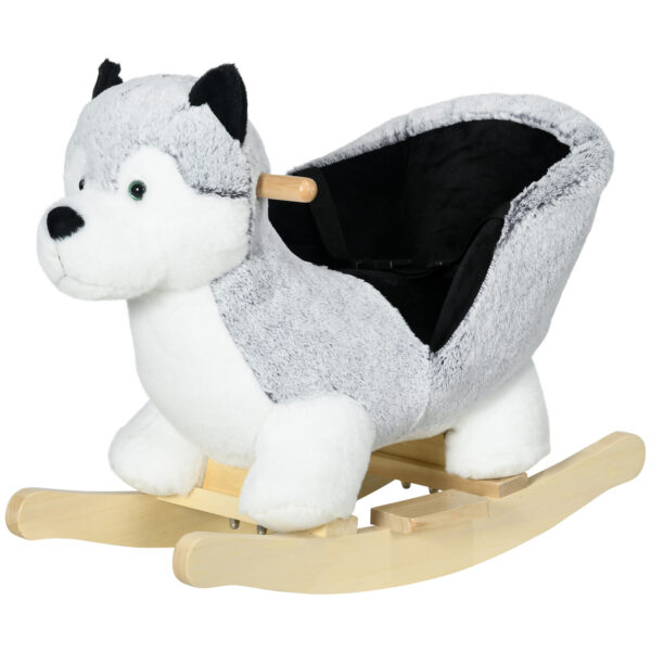 Cavallo a Dondolo a Forma di Cane Husky per Bambini da 18-36 Mesi, 60x33x50cm, Grigio