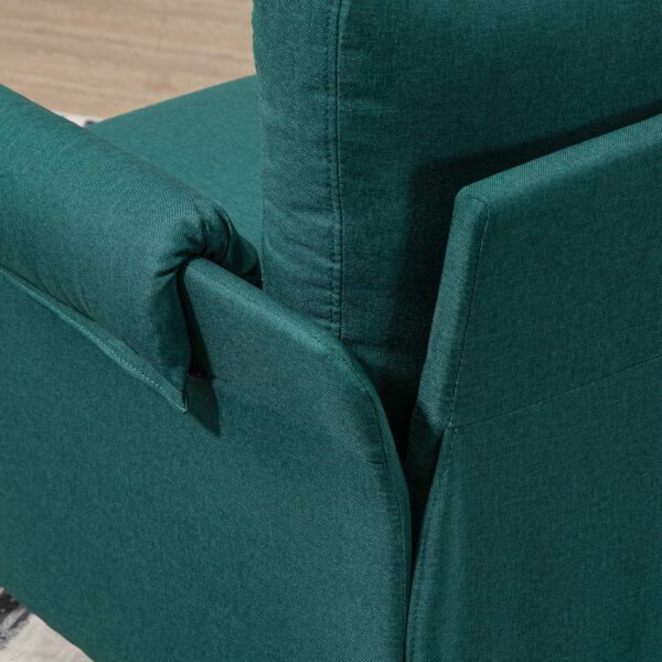 Poltrona d'arredo in Tessuto Effetto Lino Traspirante con Braccioli Arrotolati, 63x71x83 cm, Verde