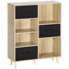 Libreria Scaffale a 7 Vani con 3 Cassetti Rimovibili e Pieghevoli, 90x30x102.5cm, Legno