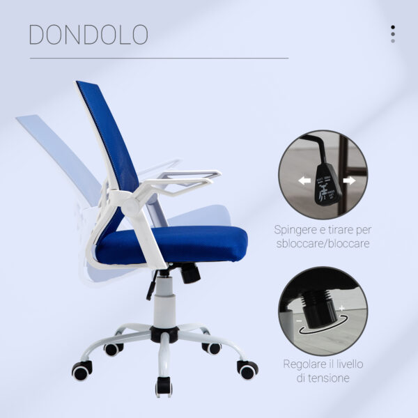 Sedia da Ufficio Ergonomica con Braccioli e Supporto Lombare Altezza Regolabile in Tessuto - Blu