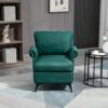 Poltrona d'arredo in Tessuto Effetto Lino Traspirante con Braccioli Arrotolati, 63x71x83 cm, Verde