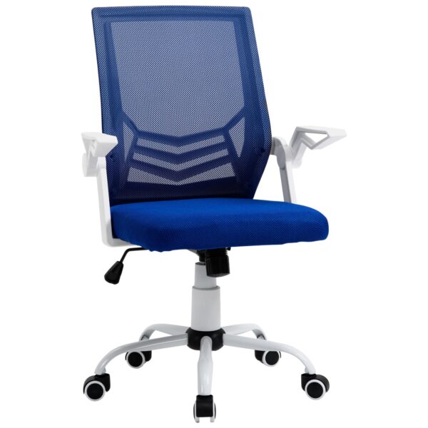 Sedia da Ufficio Ergonomica con Braccioli e Supporto Lombare Altezza Regolabile in Tessuto - Blu