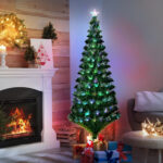 Albero di Natale Artificiale 180cm in PVC Fibre Ottiche Foltissimo