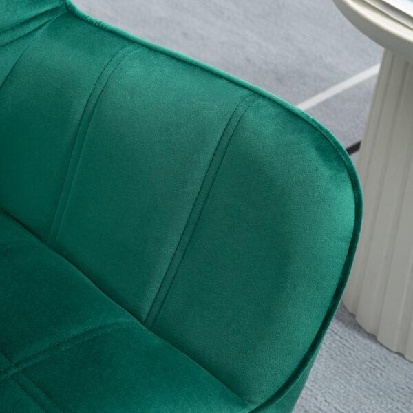 Poltroncina Stile Nordico in Legno ed Effetto Velluto Verde per Soggiorno o Ufficio, 64x62x72.5 cm