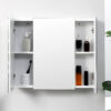 Armadietto Bagno con 3 Ante Specchiate e Ripiani Regolabili, 70x15x60cm, Bianco