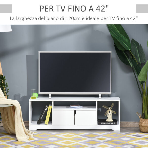 Mobile Porta TV Fino a 42" con Armadietto e Ripiani Aperti in Legno, 120x30x41cm