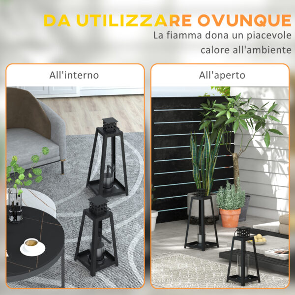 Set 2 Camini a Bioetanolo da Terra e da Tavolo per Interno ed Esterno, Copertura 15㎡, Nero