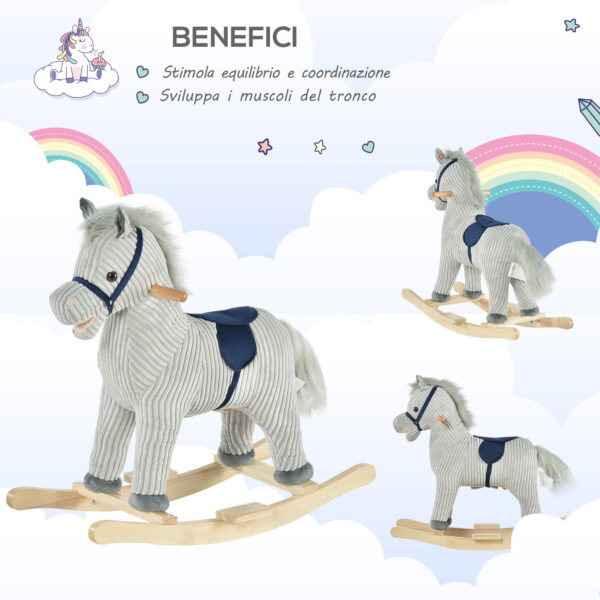 Cavallo a Dondolo per Bambini 36-72 Mesi - Grigio