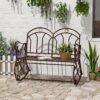 Panchina a Dondolo da Giardino in Metallo a 2 Posti con Braccioli, 104x75x95.5cm, Colore Bronzo