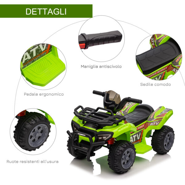 Quad Elettrico per Bambini con Batteria Ricaricabile 6V Età 18-36 Mesi - Verde