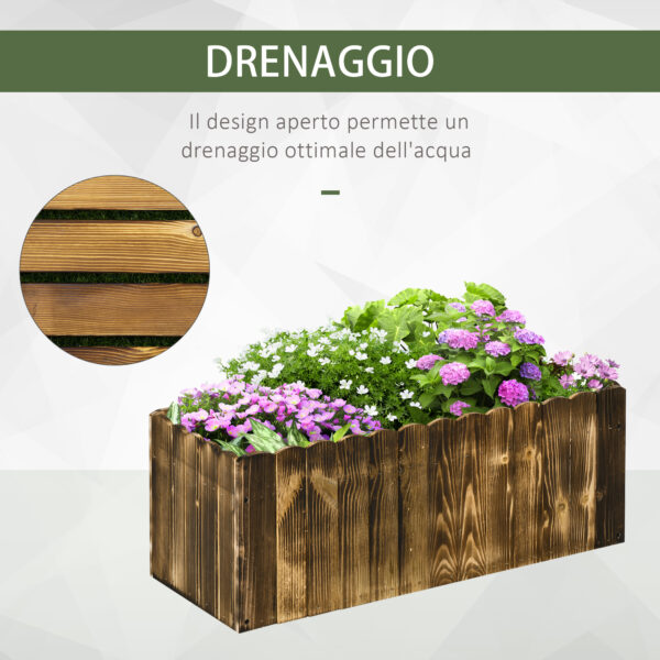 Fioriera Box Rettangolare per Piante in Legno di Abete, 80x33x30cm