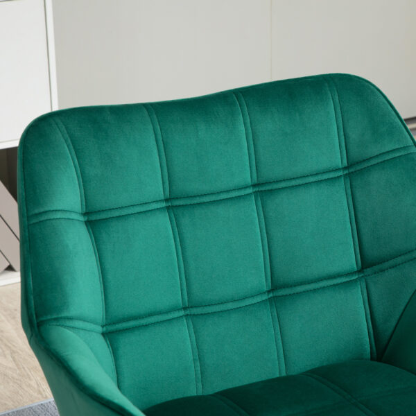 Poltroncina Stile Nordico in Legno ed Effetto Velluto Verde per Soggiorno o Ufficio, 64x62x72.5 cm