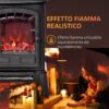 Camino Elettrico con Effetto Fiamma, Temperatura Regolabile Copertura 20-25m² - Nero