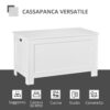 Panca Contenitore Multiuso in Legno MDF Apertura con Blocco di Sicurezza, 81x40x46cm, Bianco