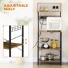 Scaffale Cucina con Multipresa, Ripiani e Ganci Stile Industriale, 60x42x153cm, Marrone