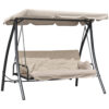 Dondolo da Giardino 3 Posti con Tetto Reclinabile, Convertibile in Letto, 209x114x170cm, Beige