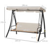 Dondolo da Giardino 3 Posti con Tetto Reclinabile, Convertibile in Letto, 209x114x170cm, Beige