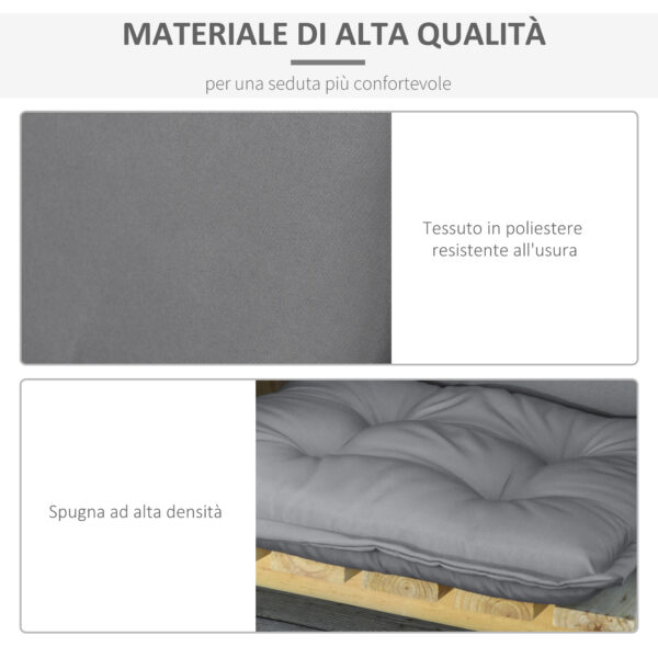 Set 2 Cuscini da Esterno e Interno Imbottiti per Sedie a Schienale Alto in Poliestere, 50x120x9cm Grigio Scuro