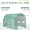 Telo per Serra in PE con 12 Finestre, Porta Avvolgibile e Bordi Interrati, 3x2x2 m, Verde